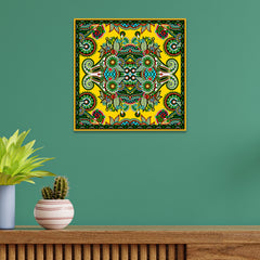 Vibrant Colorful Floral & Paisley Art Mandala-Inspired Canvas Wall Painting