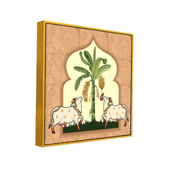 Kamdhenu Cow Vastu Prosperity Pichwai Cotton Canvas Wall Painting