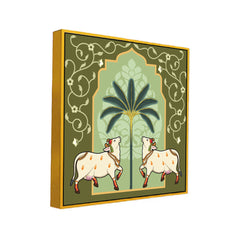 Kamdhenu Cow Vastu Prosperity Cotton Canvas Wall Painting