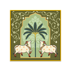 Kamdhenu Cow Vastu Prosperity Cotton Canvas Wall Painting