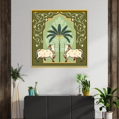 Kamdhenu Cow Vastu Prosperity Cotton Canvas Wall Painting