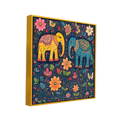 Classic Madhubani Wall Painting with Colorful Depictions of Nature and Wildlife