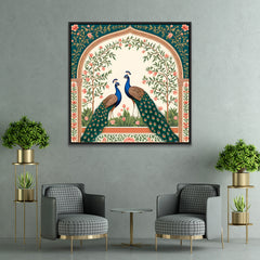 Romantic Peacock Couple Square Canvas Wall Painting FF059