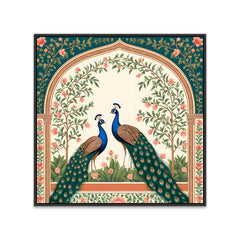 Romantic Peacock Couple Square Canvas Wall Painting FF059