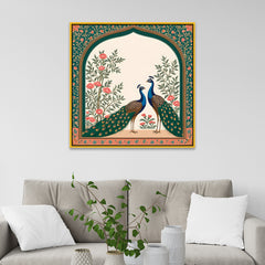 Romantic Peacock Couple Square Canvas Wall Painting FF060