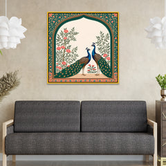 Romantic Peacock Couple Square Canvas Wall Painting FF060