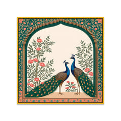 Romantic Peacock Couple Square Canvas Wall Painting FF060