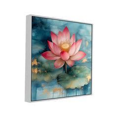 Vastu Positivity Abstract 3d Pink Lotus Floral Canvas Wall Painting