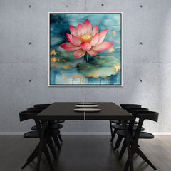 Vastu Positivity Abstract 3d Pink Lotus Floral Canvas Wall Painting