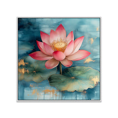 Vastu Positivity Abstract 3d Pink Lotus Floral Canvas Wall Painting