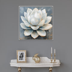 3d Abstract White Lotus Canvas Wall Painting for vastu Décor