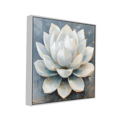 3d Abstract White Lotus Canvas Wall Painting for vastu Décor