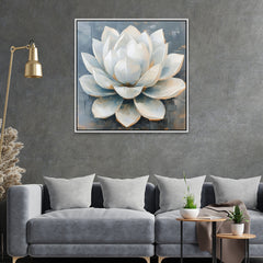 3d Abstract White Lotus Canvas Wall Painting for vastu Décor