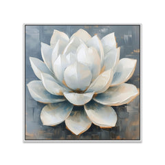 3d Abstract White Lotus Canvas Wall Painting for vastu Décor