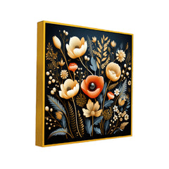 3d Golden Orange Flower Square Canvas Painting for Home Décor