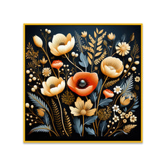 3d Golden Orange Flower Square Canvas Painting for Home Décor