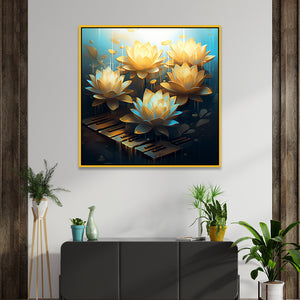 Luxurious Golden Lotus Vastu Canvas Wall Painting