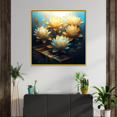 Luxurious Golden Lotus Vastu Canvas Wall Painting