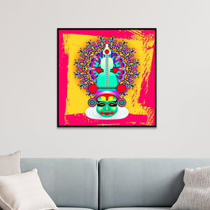 Traditional Kathakali Canvas Wall Painting with Floating Frame