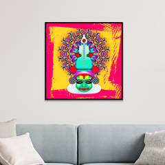 Traditional Kathakali Canvas Wall Painting with Floating Frame