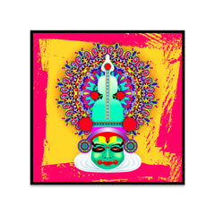 Traditional Kathakali Canvas Wall Painting with Floating Frame