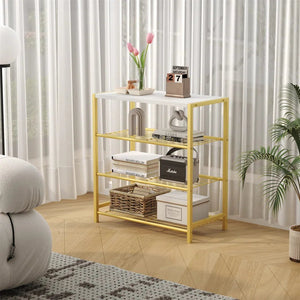 Durable Gold Shoe Organizer with Decorative Shelf Surface