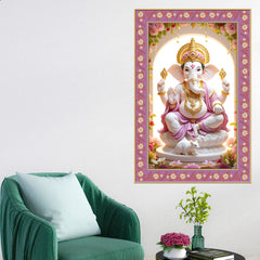Ekadanta Ganesha Floral Border Vertical Wall Painting
