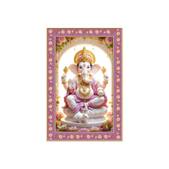 Ekadanta Ganesha Floral Border Vertical Wall Painting