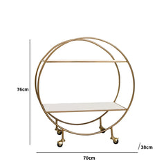 Elegant Gold Marble Round Bar Cart Drinks Trolley