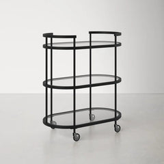 Elegant Modern Bar Cart Trolley With Black Steel Frame