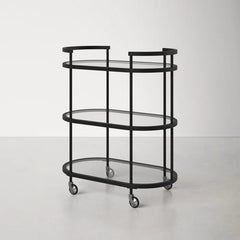Elegant Modern Bar Cart Trolley With Black Steel Frame