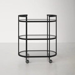 Elegant Modern Bar Cart Trolley With Black Steel Frame