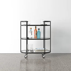 Elegant Modern Bar Cart Trolley With Black Steel Frame