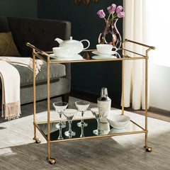 Elegant Two Tier Gold Bar Trolley With Minimalist Design