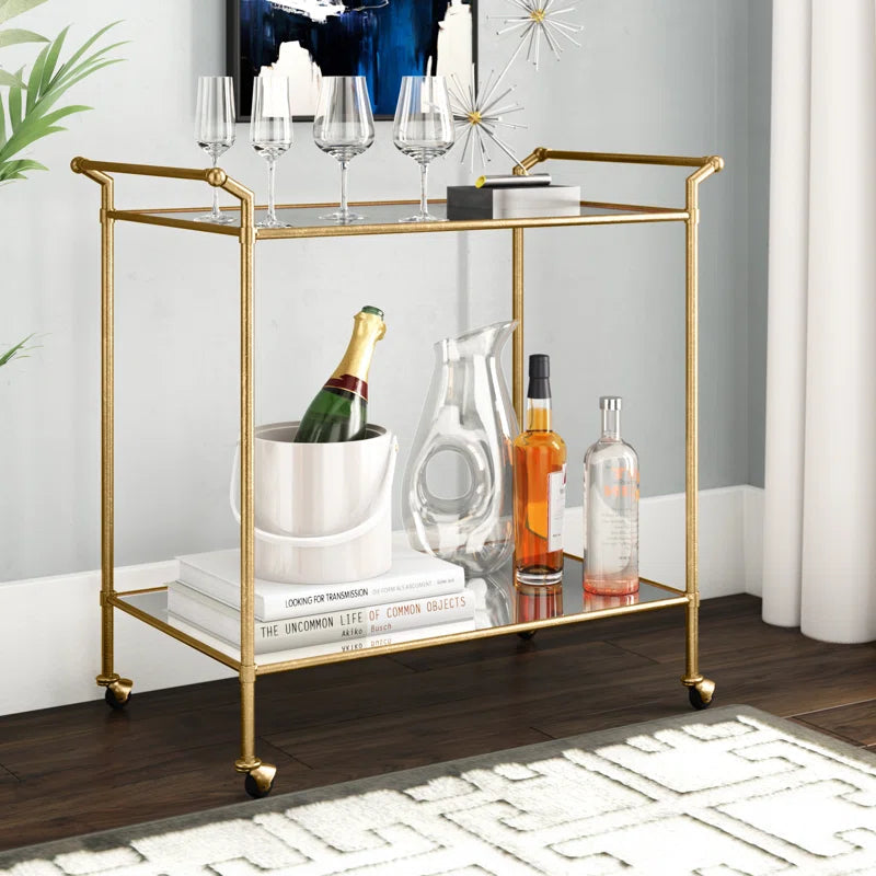 Elegant Two Tier Gold Bar Trolley With Minimalist Design