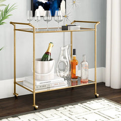 Elegant Two Tier Gold Bar Trolley With Minimalist Design