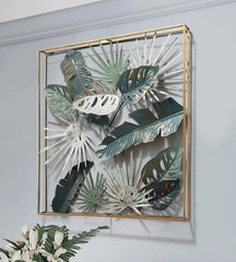 Elaeagnus Angustifolia And Lupin Leaves Frame Metal Wall Art