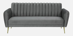 Luxury Grey & Beige Velvet 3 Seater Sofa