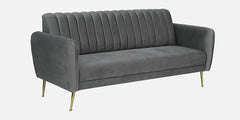 Luxury Grey & Beige Velvet 3 Seater Sofa