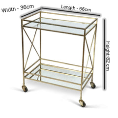 Glamorous Two Tier Gold Bar Cart Drinks Trolley