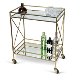 Glamorous Two Tier Gold Bar Cart Drinks Trolley