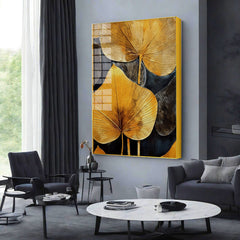 Golden Leaf in Art: Captivating Acrylic Wall Paintings for Any Room