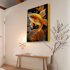 Beautiful Golden Fish Swimming Acrylic Wall Paintings & Arts