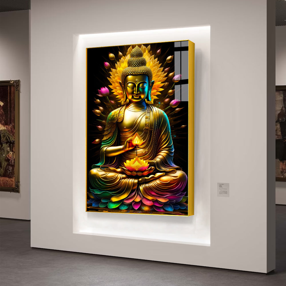 Beautiful Meditation Gautam Buddha Acrylic Wall Paintings & Arts