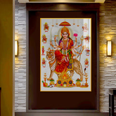 Nav Durga Sherawali Mata Rani Canvas Printed Acrylic Wall Paintings & Arts