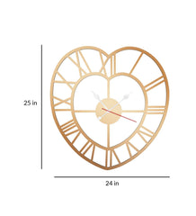 Roman In Heart Shaped MDF Modern Analog Wall Clock