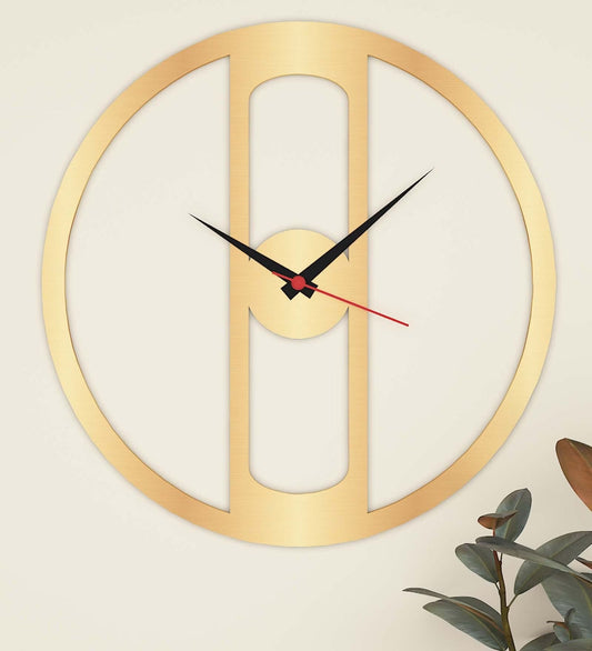 Modern Pattern MDF Analog Gold Wall Clock