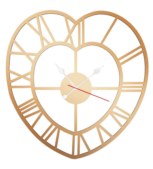 Roman In Heart Shaped MDF Modern Analog Wall Clock