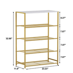 Golden Shoe Shelf with Open Design & Sleek Modern Look