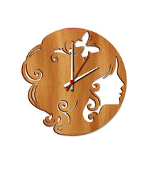 Girl Beauty MDF Modern Analog Wall Clock